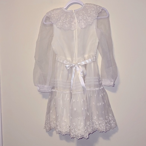 Girls vintage sheer special occasion lace classic dress with sash size 12 - Picture 5 of 7